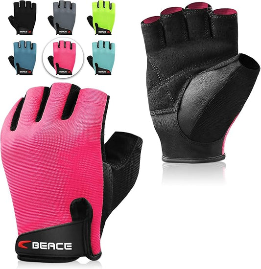 BEACE Weight Lifting Gym Gloves with Anti-Slip Leather Palm for Workout Exercise Training Fitness and Bodybuilding for Men & Women