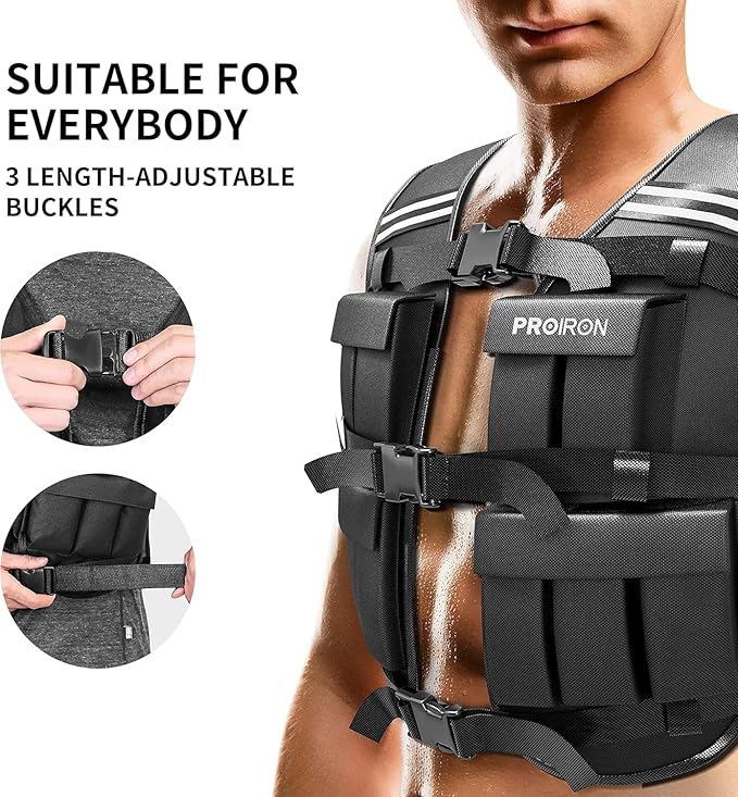 PROIRON Adjustable Weighted Vest 22LB/44LB,1LB/2LB Increment,Fully Adjustable Weight Vest for Men Women, Body Weight Vest for Running Workout Walking Boxing Strength Training Fitness Cardio, Weight Loss,Home Gym Equipment