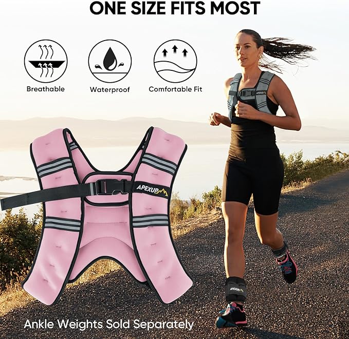 APEXUP Weighted Vest with 5lbs/10lbs/15lbs/20lbs/25lbs/30lbs Weights and Reflective Stripe, Weight Vest Men Women for Workout, Strength Training, Running