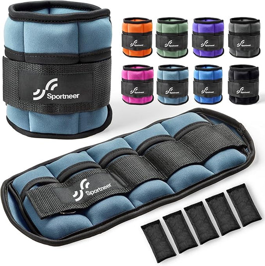 Sportneer Adjustable Ankle Wrist Weights for Men Women Kids 2 lbs 1 Pair 4 lbs