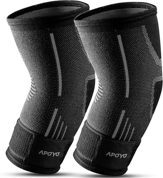 APOYO Elbow Brace for Tendonitis and Tennis Elbow, (Pair) Compression Sleeve for Arthritis, Workouts, Reduce Joint Pain During Fitness Activity (Small)