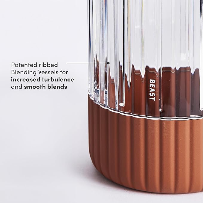 Beast Mighty 850 Plus | Premium Compact Personal Blender | Smoothies, Shakes, Dressings, Sauces | Blends Ice and Frozen Fruit | New XL Vessel | Extra Vessels, Lids and Straws | 850W (Terra)