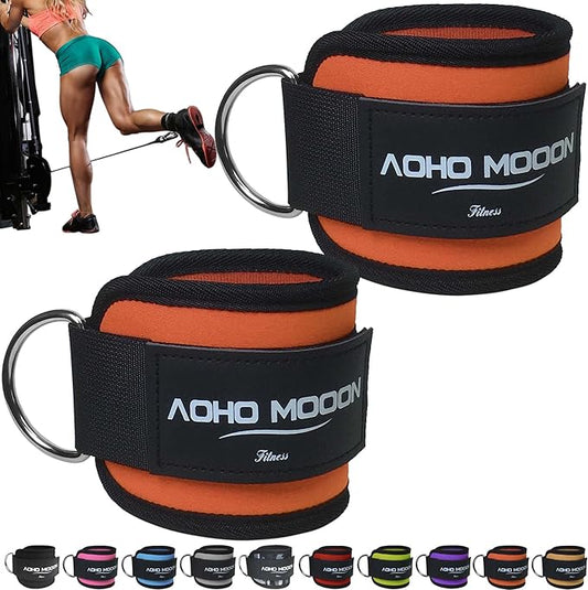 Comfortable Adjustable Padded Ankle Wrist Cuffs Neoprene Padded Straps D-Ring Glute Kickback for Cable Machine, Ideal for Glutes Exercises