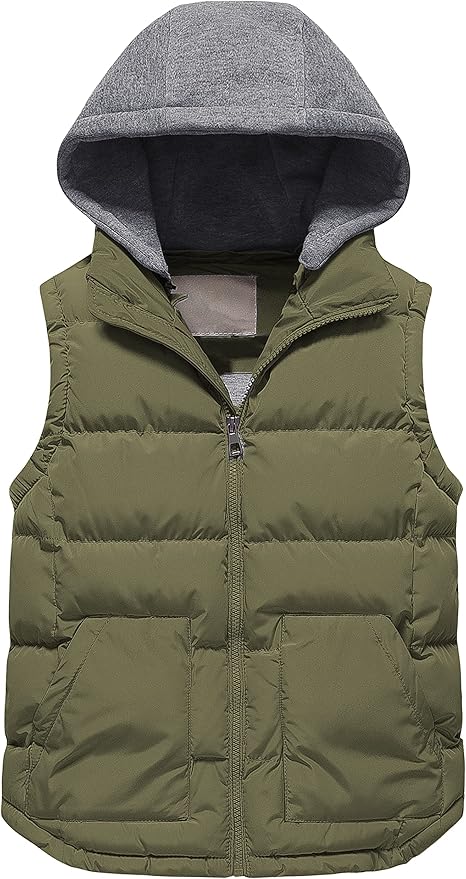 Pursky Girl's and Boy's Warm Puffer Vest Coat Water Resistant Sleeveless Jacket With Detachable Hood for 6-14Y