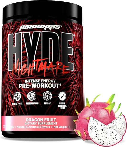 PROSUPPS Mr. Hyde Nightmare Pre Workout Powder with Caffeine & Beta Alanine - Preworkout for Intense Energy, Mental Focus & Performance - Gym & Fitness Supplements (Dragon Fruit, 30 Servings)