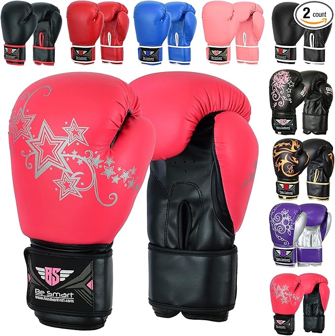 Be Smart Kids Boxing Gloves 4-12 Years 4oz 6oz Training Gloves for Children Sparring Youth Boxing Gloves Junior Training Mitts Punch PU Leather MMA Muay Thai Kick Boxing
