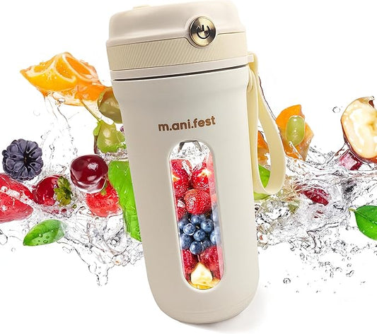 Portable Blender 350ml – USB Rechargeable Mini Juicer Cup with Type-C, Upgraded Motor, Personal Smoothie Maker for Travel, White