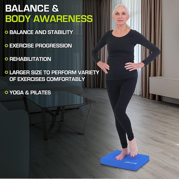 ProsourceFit Exercise Balance Pad – Large Cushioned Non-Slip Foam Mat & Knee Pad for Fitness, Stability Training, Physical Therapy, Yoga 15"x19"