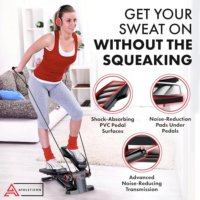 Stair Stepper with Resistance Bands - Twist Stepper Machine with LCD Display, Anti Slip Pedals - Hip Butt Leg Workout Equipment for Women & Men, Cardio Steppers for Exercise at Home, Office