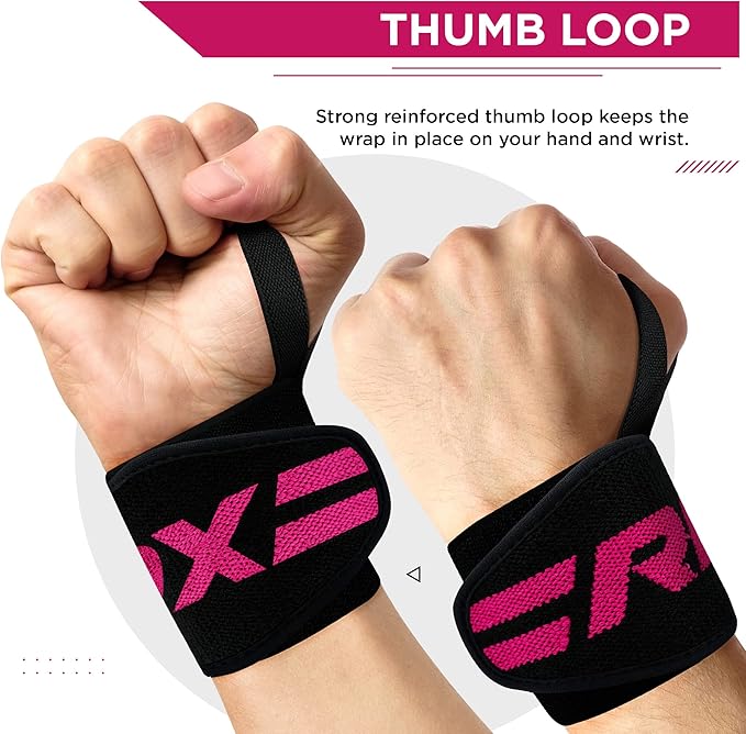RDX Wrist Wraps for Weightlifting (Pair), IPL USPA Approved, Elasticated 18” Cotton Straps Support with Thumb Loop, Gym Wrap for Weight Lifting Powerlifting Competition Strength Training Bodybuilding