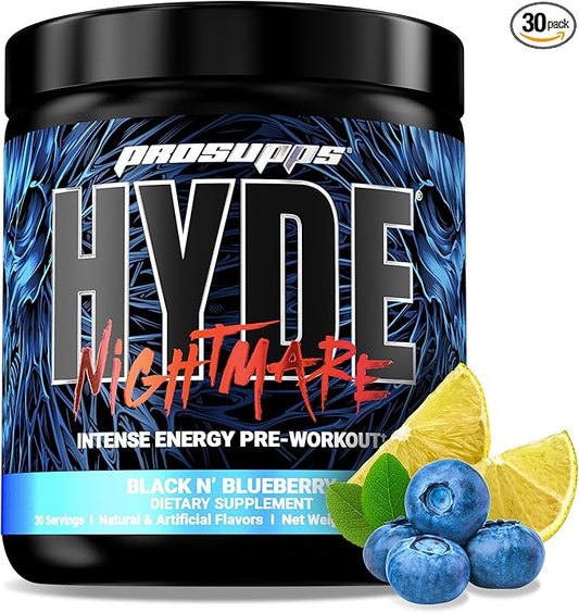PROSUPPS Mr. Hyde Nightmare Pre Workout Powder with Caffeine & Beta Alanine - Preworkout for Intense Energy, Mental Focus & Performance - Gym & Fitness Supplements (Black N' Blueberry, 30 Servings)