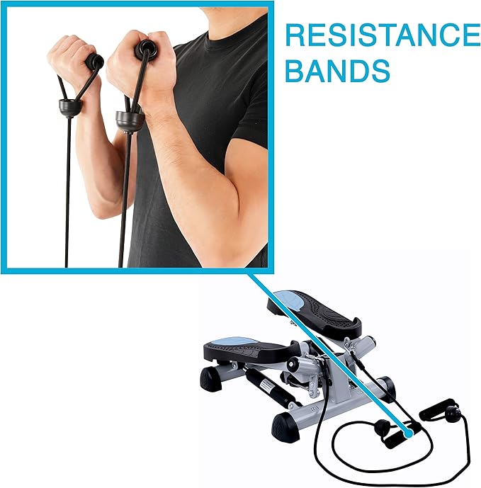 Efitment Mini Stepper Steppers for Exercise at Home Stair Step Cardio Thigh Master Workout Equipment Fitness Pedal Exerciser Non-Slip Pedals with Resistance Bands LCD Digital Monitor Climber