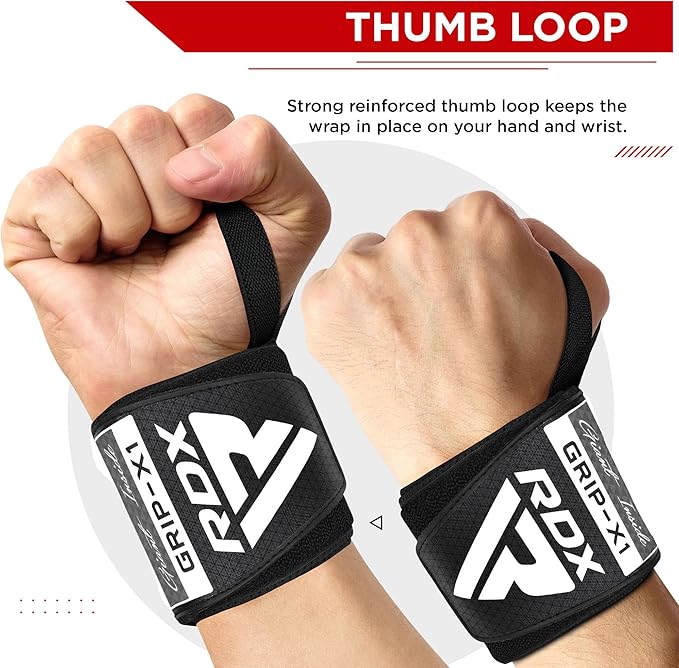 RDX Wrist Wraps for Weightlifting (Pair), IPL USPA Approved, Elasticated 18” Cotton Straps Support with Thumb Loop, Gym Wrap for Weight Lifting Powerlifting Competition Strength Training Bodybuilding