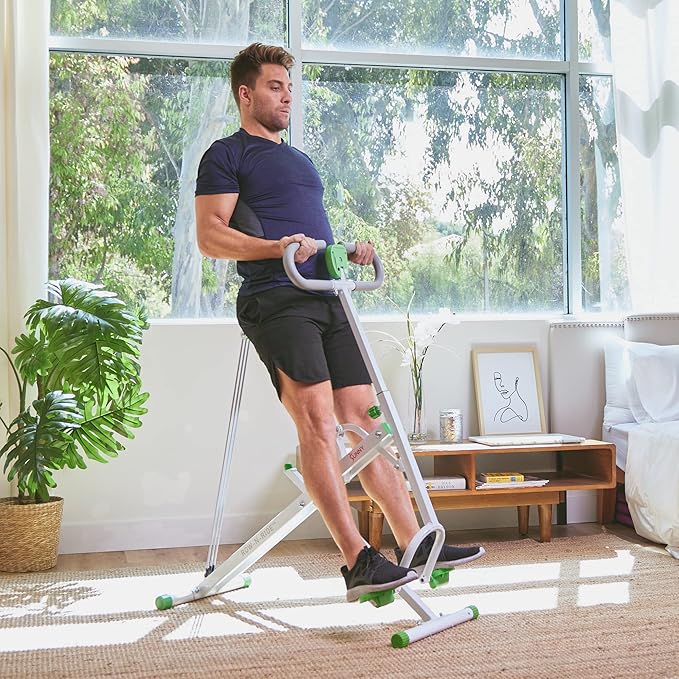 Sunny Health & Fitness Row-N-Ride Squat Assist Trainer, Foldable & Easy Setup Exercise Equipment w/Adjustable Resistance, Home Gym Training Machine for Arm, Glute & Leg Workout, Optional in Colors