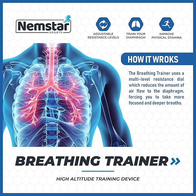 Breathing Trainer Exercise Device - Respiratory Exerciser Device with Adjustable Valve - Exercise Diaphragm and Core Trainer Device o2 Trainer