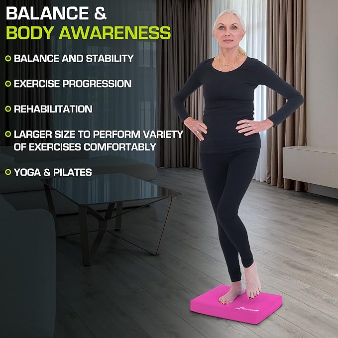 ProsourceFit Exercise Balance Pad â€“ Non-Slip Cushioned Foam 15.5â€x12.75â€