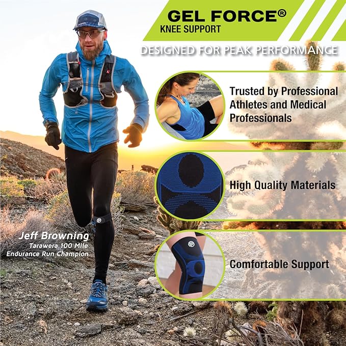 Pro-Tec Gel Force Knee Support, Knee Brace, Compression Sleeve, Knee & Joint Support, Patellar Tracking, Ligament Support, Tendinitis, Knee Stability, Chondromalacia, Men & Women, Size Large.