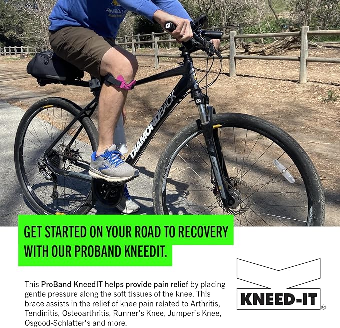 PROBAND - KneedIT - Compression Band for Knee Pain Relief - Helps Relieve Pain & Swelling - For Arthritis, Tendinitis, Osteoarthritis, Runner’s Knee, Jumper's Knee & More - Latex-Free