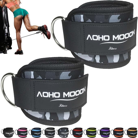 Comfortable Adjustable Padded Ankle Wrist Cuffs Neoprene Padded Straps D-Ring Glute Kickback for Cable Machine, Ideal for Glutes Exercises