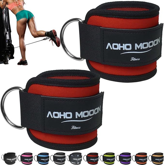 Comfortable Adjustable Padded Ankle Wrist Cuffs Neoprene Padded Straps D-Ring Glute Kickback for Cable Machine, Ideal for Glutes Exercises