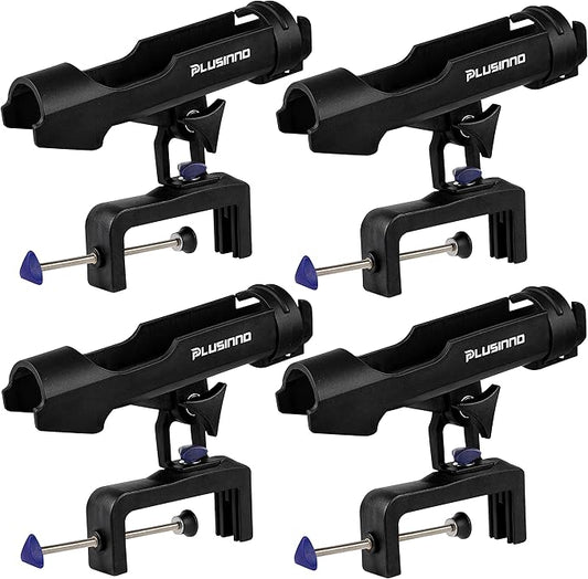 PLUSINNO Fishing Boat Rods Holder Large Clamp Opening 360 Degree Adjustable Fishing Rod Racks Folding Holder
