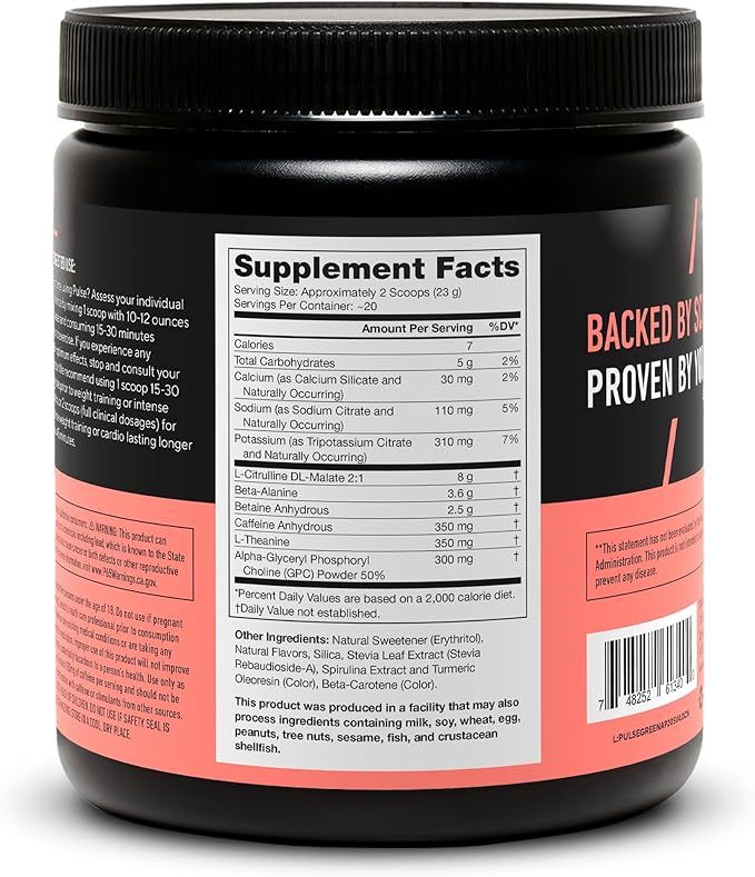 LEGION Pulse Pre Workout - All Natural Nitric Oxide Preworkout Drink to Boost Energy, Creatine Free, Naturally Sweetened, Beta Alanine, Citrulline, Alpha GPC (Green Apple)