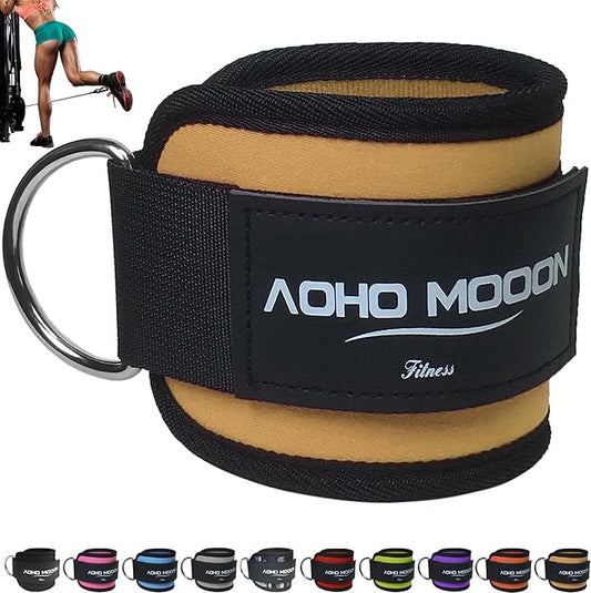 Comfortable Adjustable Padded Ankle Wrist Cuffs Neoprene Padded Straps D-Ring Glute Kickback for Cable Machine, Ideal for Glutes Exercises