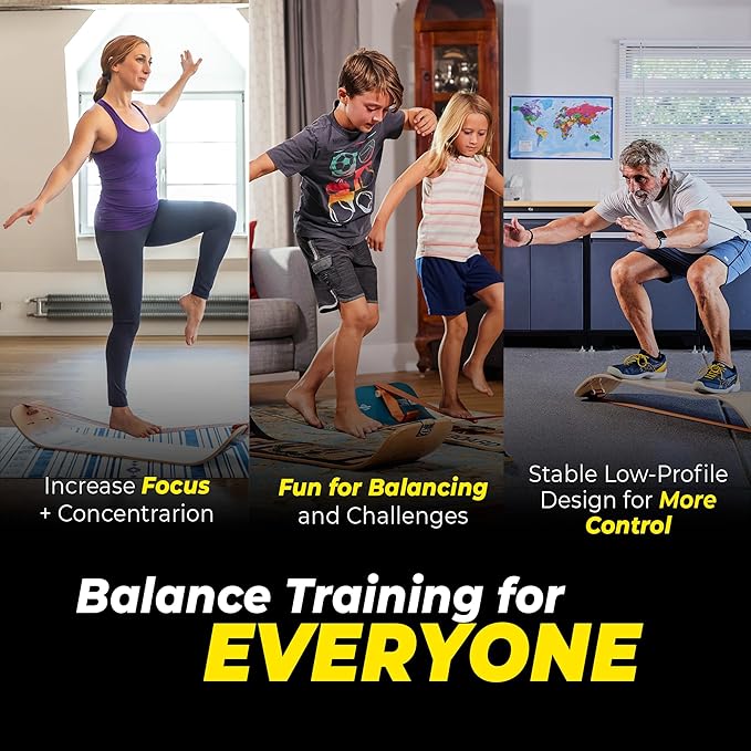 GIBBON GiBoard Balance Board Kids & Adults - Slack Board Workout Equipment Home Gym Training - Wooden Balance Boards for Adults Trainer - Standing Desk Exercise - Yoga, Agility, Pilates, Core & More