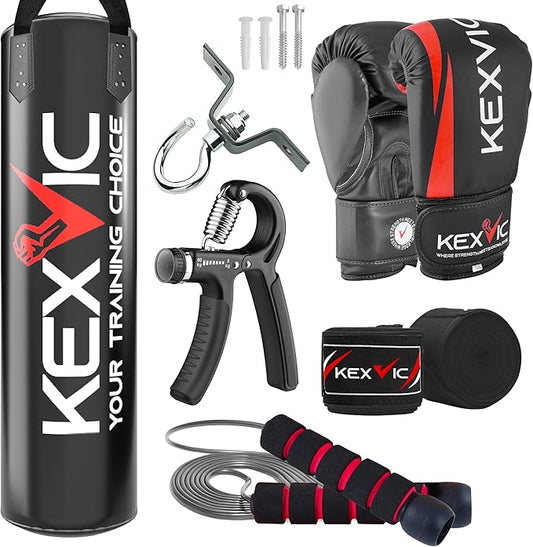 Punching Bag for Adults 4FT- Premium Heavy Duty Boxing Bag Set with 12OZ Boxing Gloves –Unfilled Hanging Kickboxing Bag for MMA, Karate, Judo, Muay Thai and Self Defense Training
