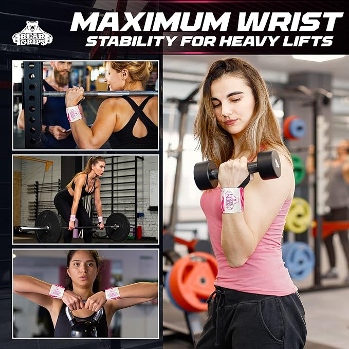 Bear Grips Wrist Wraps for Weightlifting | Weight Lifting Wrist Straps for Weightlifting | Extra Strength Gym Wrist Wraps | Two Wrist Wrap Per Pack | 12” & 18” | Lifting Wrist Wraps for Men & Women