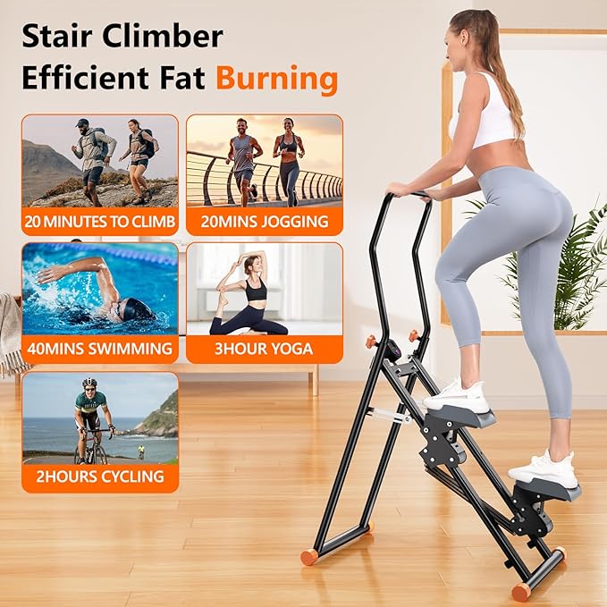 Stair Stepper Resistance Adjustable Vertical Climber Machine Ab Glute and Leg Home Cardio Exerciser