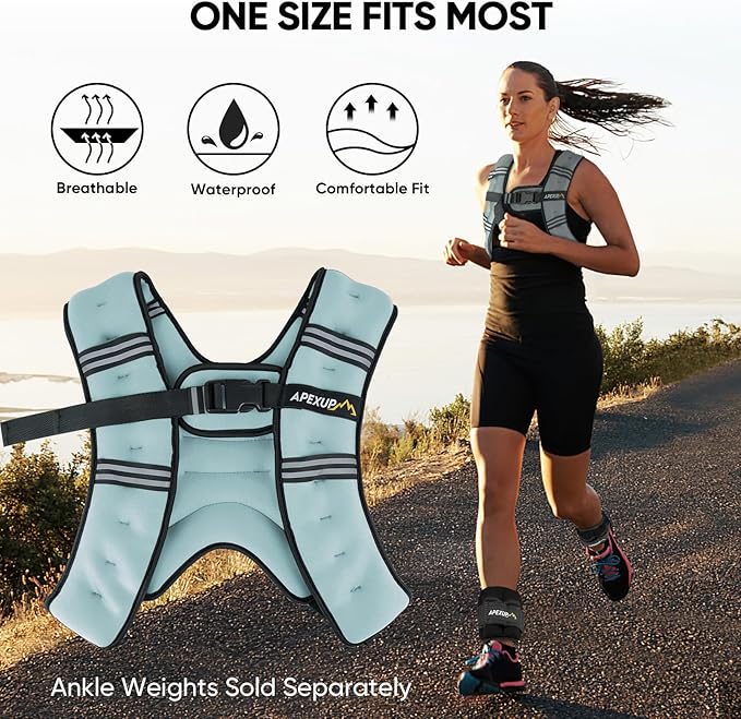 APEXUP Weighted Vest with 5lbs/10lbs/15lbs/20lbs/25lbs/30lbs Weights and Reflective Stripe, Weight Vest Men Women for Workout, Strength Training, Running