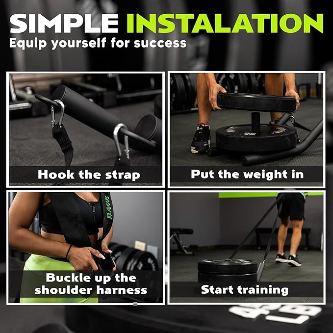 Speed Training Pull Sled, Workout Weight Sled for Upper Lower Body Speed & Strength Development, Endurance & Cardio Training, Helps Build Knee Strength, Compatible with 2" Weight Plates