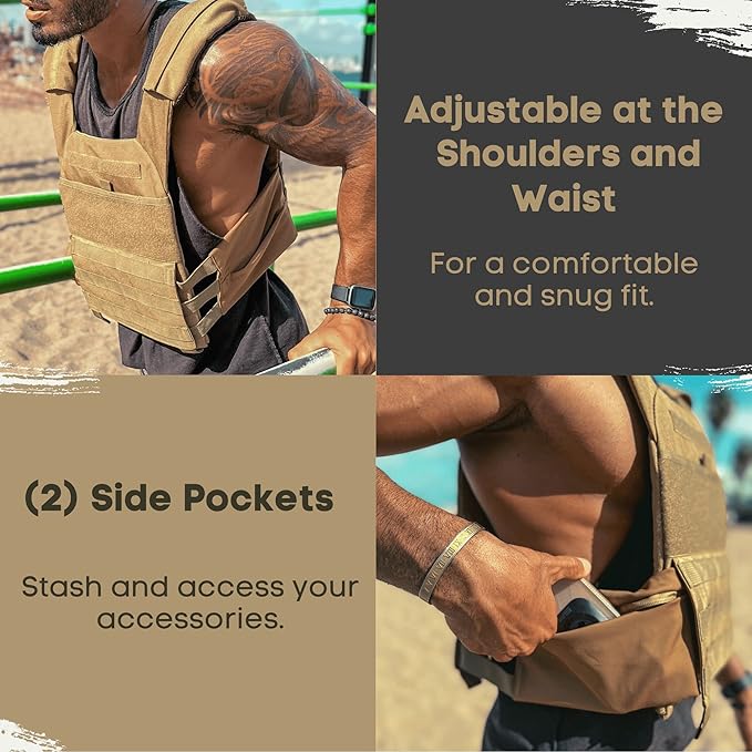 POLYFIT (Fortify) Weighted Vest for Strength and Endurance Training, Rucking, Fitness Workouts, Running, WODs