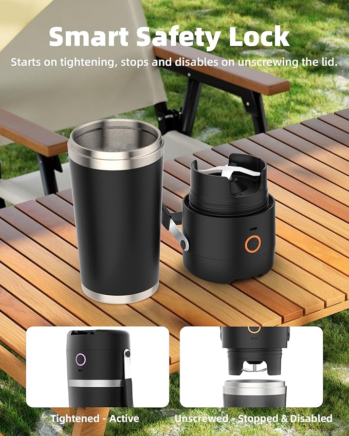 Portable Blender with Insulated Cup, Personal Blender for Smoothies, 11.1V high-torque Motor, LED Display, Stainless Steel Cup, Keep Cold 24 Hours, Self-cleaning, USB-C Rechargeable, 20 oz, Travel Lid