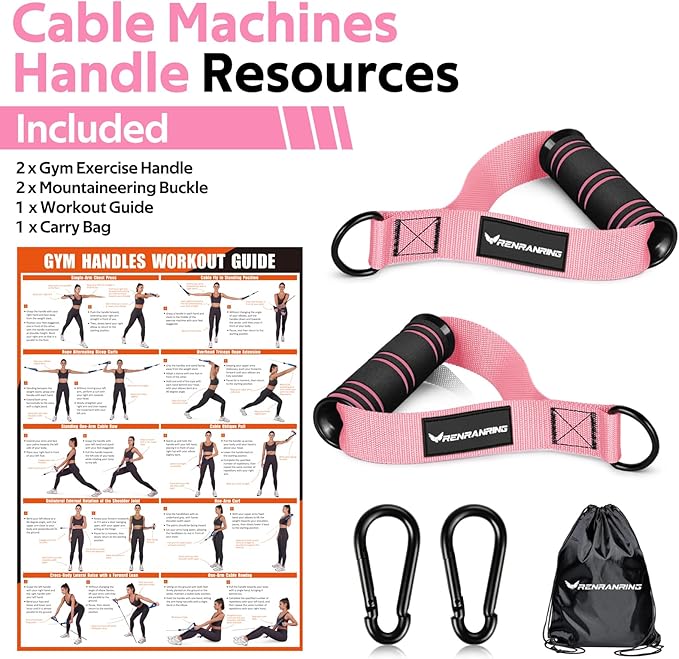 RENRANRING Gym Exercise Handles, Replacement Handle Attachments for Cable Machine Pulleys, Resistance Band and Strength Trainer, Pull Down Workout Accessories, Home Gym Add On Equipment