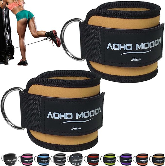 Comfortable Adjustable Padded Ankle Wrist Cuffs Neoprene Padded Straps D-Ring Glute Kickback for Cable Machine, Ideal for Glutes Exercises