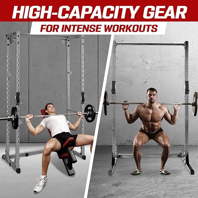 Yes4All Power Rack J-Hooks & Attachments – Heavy Duty Barbell Holders Compatible with 2x2 & 3x3 Power Racks for Home Gym