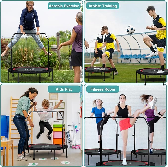 RAVS Mini Trampoline for Kids Adults 40"/48" Foldable 5 Levels