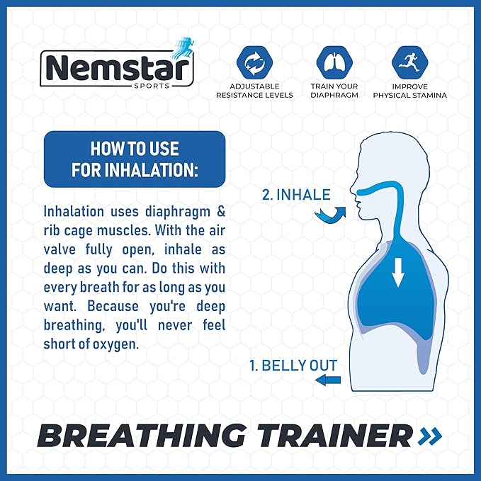 Breathing Trainer Exercise Device - Respiratory Exerciser Device with Adjustable Valve - Exercise Diaphragm and Core Trainer Device o2 Trainer