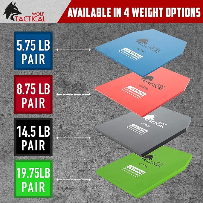 WOLF TACTICAL Weight Vest Plates - 5.75/8.75/14.5/19.75LB Pairs