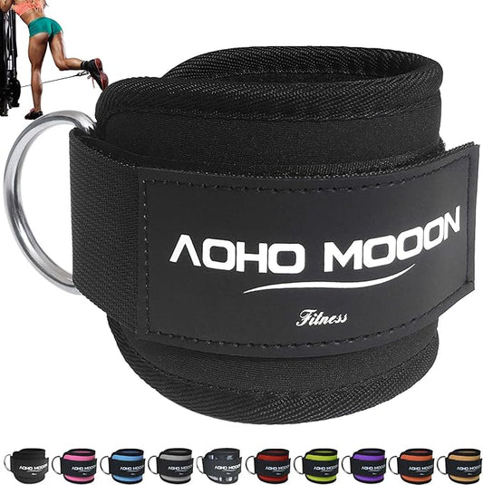Comfortable Adjustable Padded Ankle Wrist Cuffs Neoprene Padded Straps D-Ring Glute Kickback for Cable Machine, Ideal for Glutes Exercises