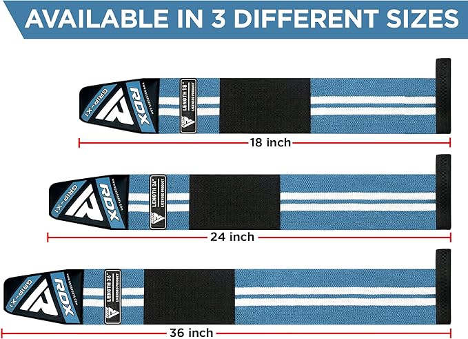 RDX Weight Lifting Wrist Support Wraps, 36” 24” 18” Professional Grade Elasticated Cotton Straps, Gym Fitness Workout Strength Training Bodybuilding Powerlifting Deadlifting Calisthenics, Men Women