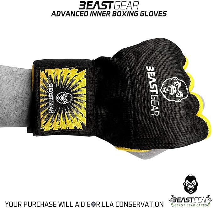 Beast Gear Hand Wraps for Boxing Gloves - Men & Women Inner Gel Quick Wraps for Combat Sports, MMA, and Martial Arts