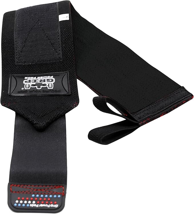 Grip Power Pads Wrist Wraps 2 Wraps for Weight Lifting Wrist Support Cotton Wraps Gym Bandage Straps for Men & Women Premium Quality & PRO Rubber
