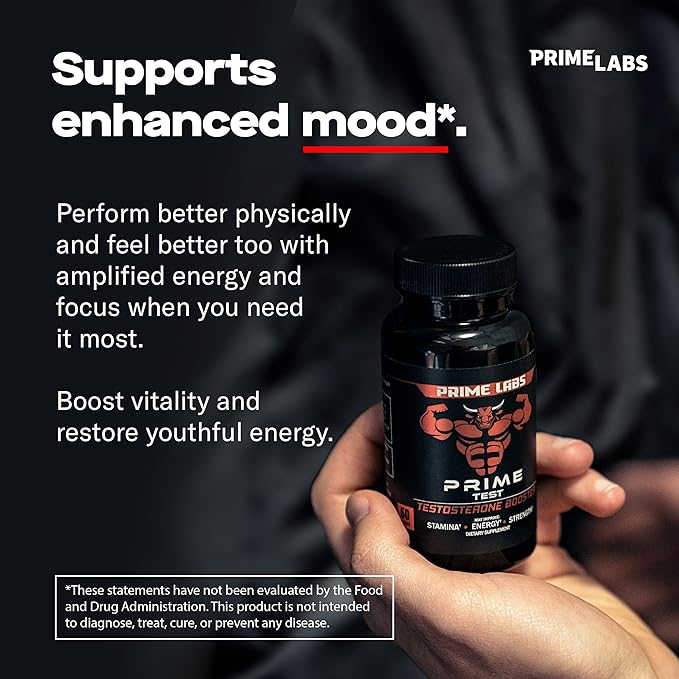 Prime Labs Men's Testosterone Booster - Stamina, Endurance, & Strength - 60 Caplets