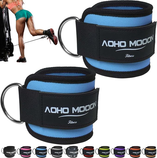 Comfortable Adjustable Padded Ankle Wrist Cuffs Neoprene Padded Straps D-Ring Glute Kickback for Cable Machine, Ideal for Glutes Exercises