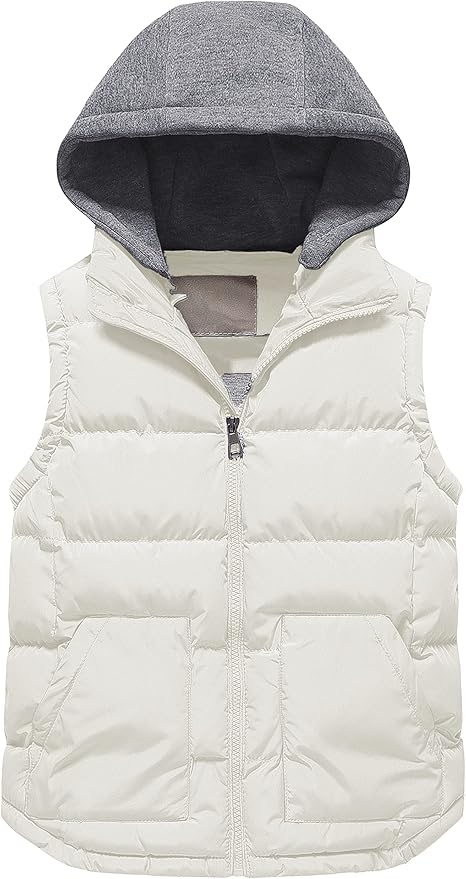 Pursky Girl's and Boy's Warm Puffer Vest Coat Water Resistant Sleeveless Jacket With Detachable Hood for 6-14Y