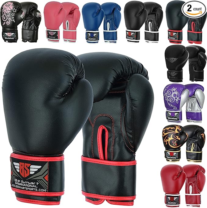 Be Smart Kids Boxing Gloves 4-12 Years 4oz 6oz Training Gloves for Children Sparring Youth Boxing Gloves Junior Training Mitts Punch PU Leather MMA Muay Thai Kick Boxing