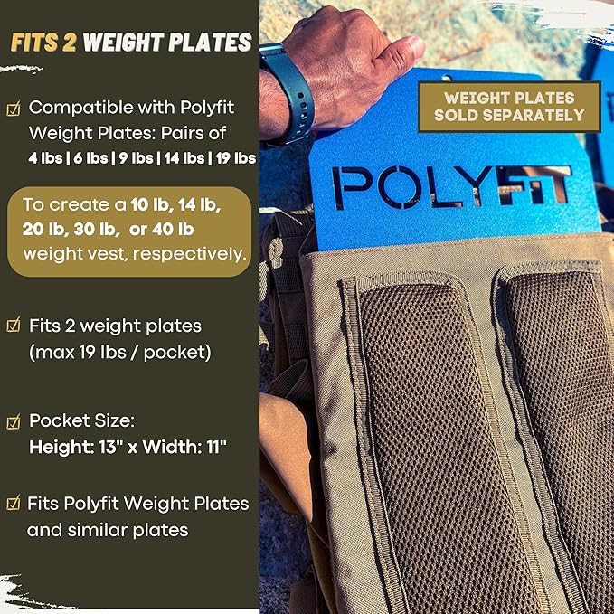 POLYFIT (Fortify) Weighted Vest for Strength and Endurance Training, Rucking, Fitness Workouts, Running, WODs